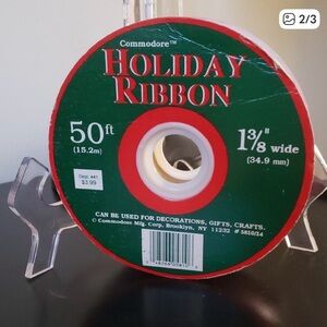 Red Velveteen Floral Craft Ribbon 50 ft  NWT